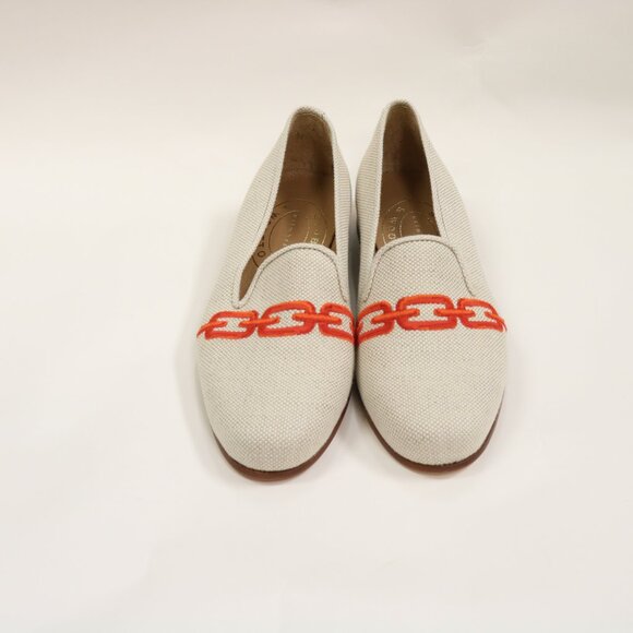 Stubbs & Wootton women's size 7 flax and orange loafers - Picture 2 of 14